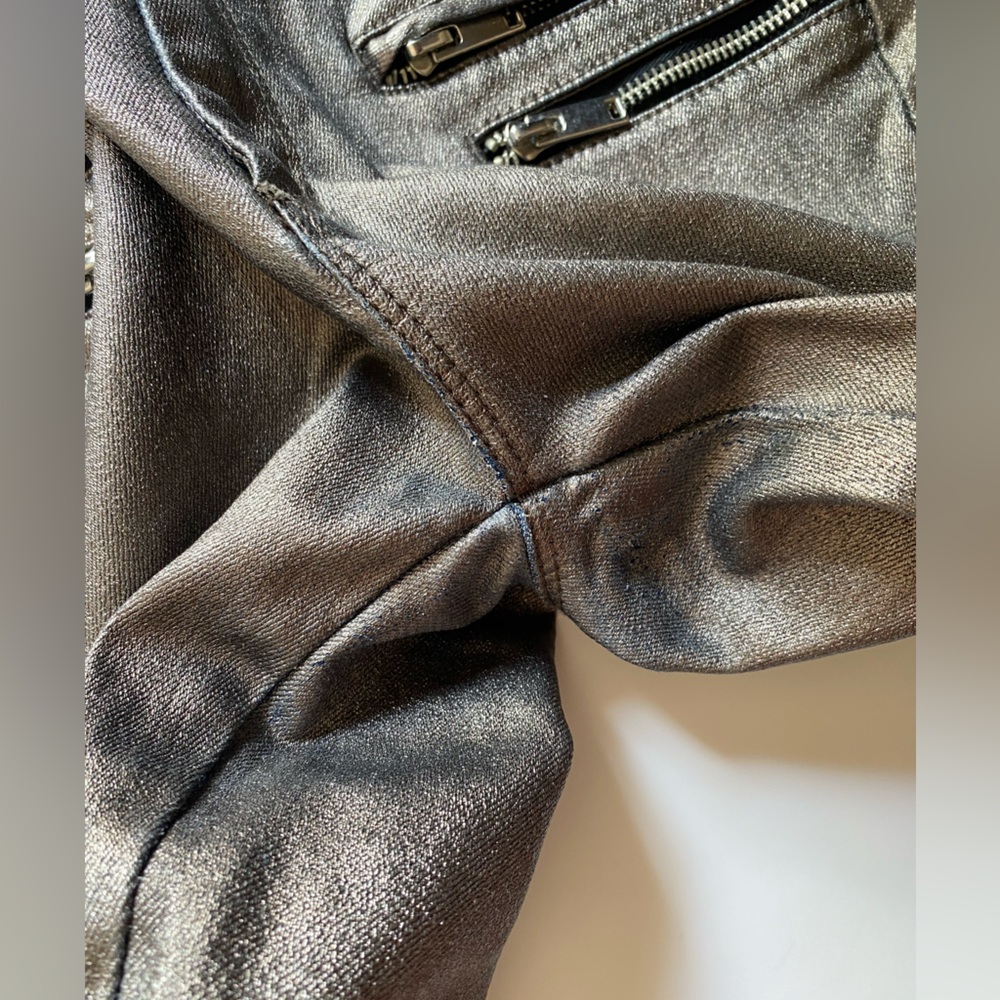 Zara Biker Silver Metallic Jeans - Picture 8 of 11